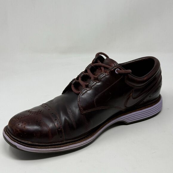 Nike Lunar Clayton Golf Shoes Mens 10.5 Burgundy Leather Spikeless 628535-600 - Picture 10 of 16